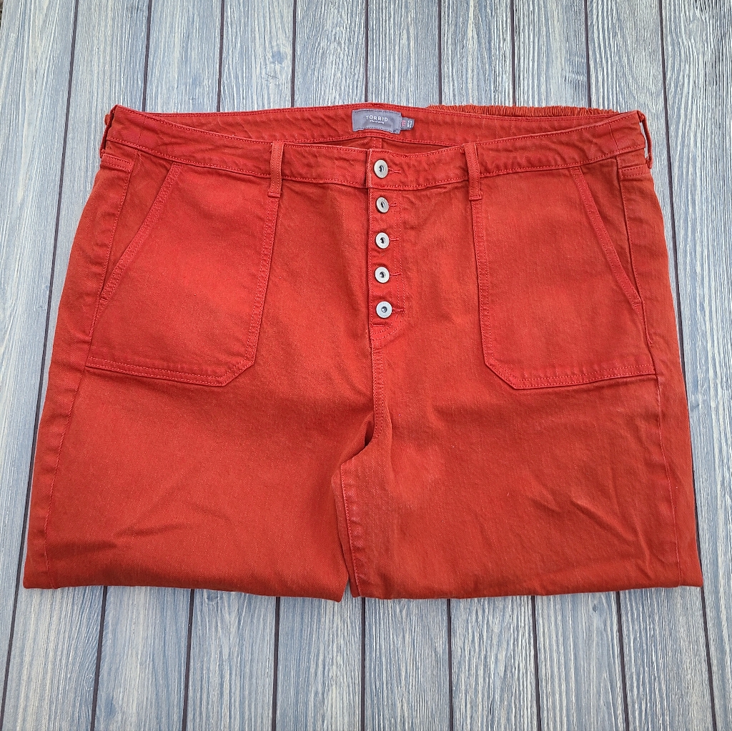 Torrid Mom Straight Vintage Stretch High Rise Orange Jean